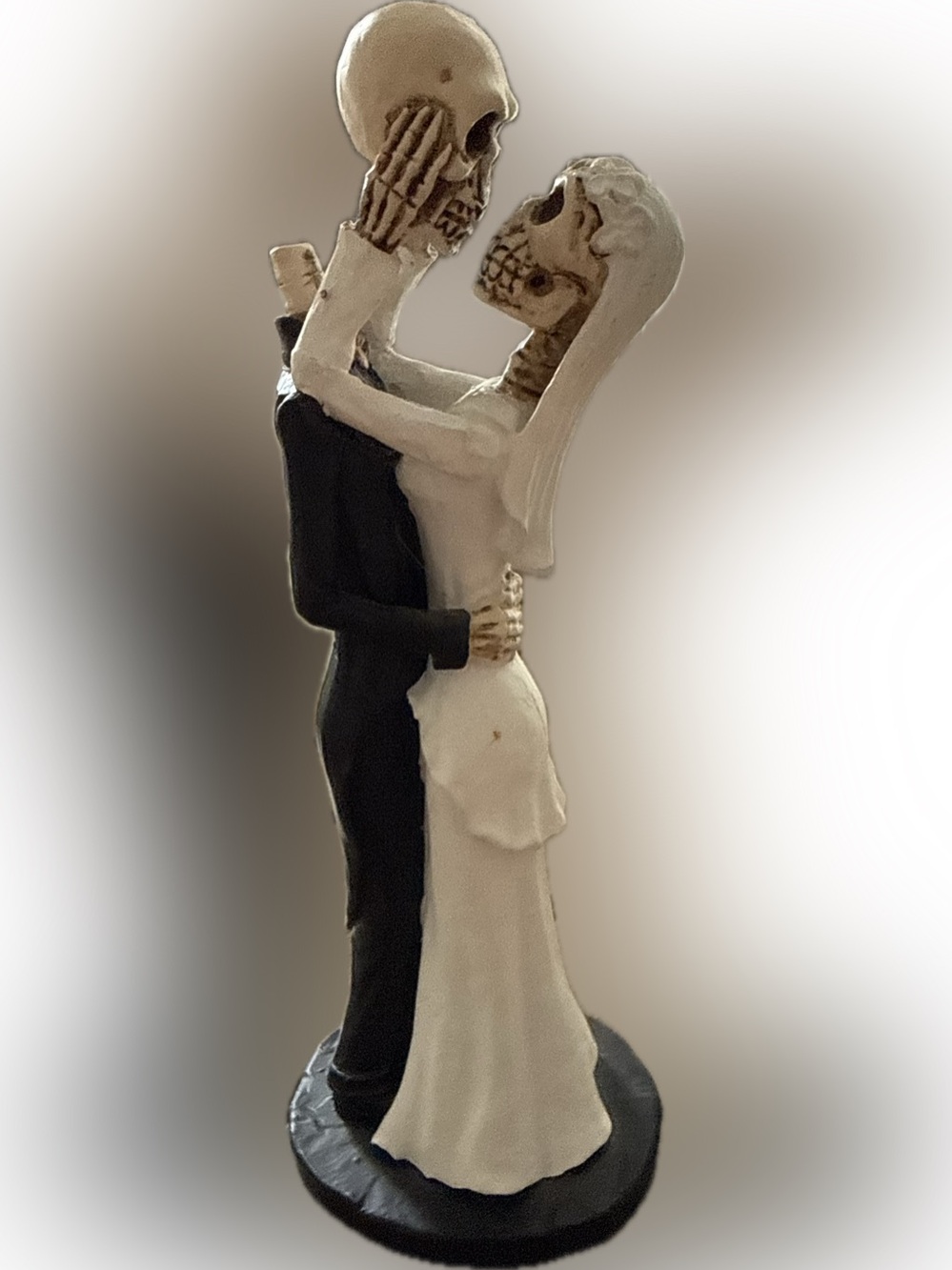 Romantic Skeleton Bride & Groom Figurine in White and Black